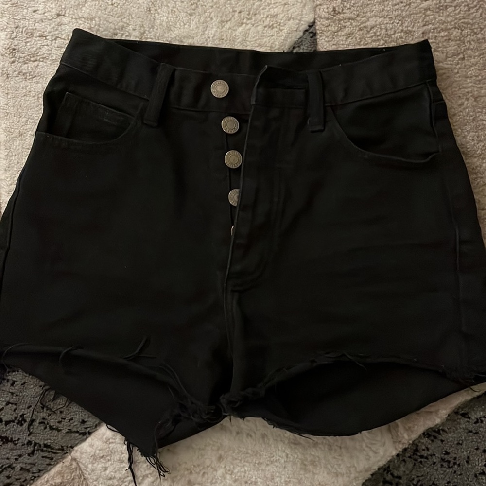 John Galt Black Denim Shorts